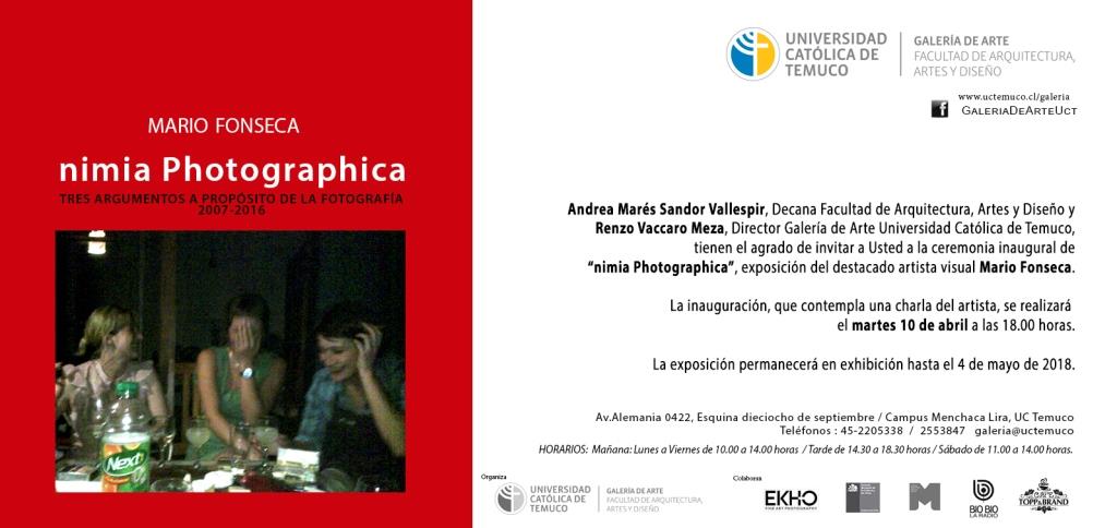 Inauguración Expo “nimia Photographica. Tres argumentos a propósito de la fotografía” del artista Mario Fonseca